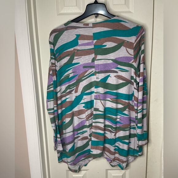 LOGO by Lori Goldstein Printed Cotton Modal Sweater Knit Cardigan size 1X - Picture 7 of 7